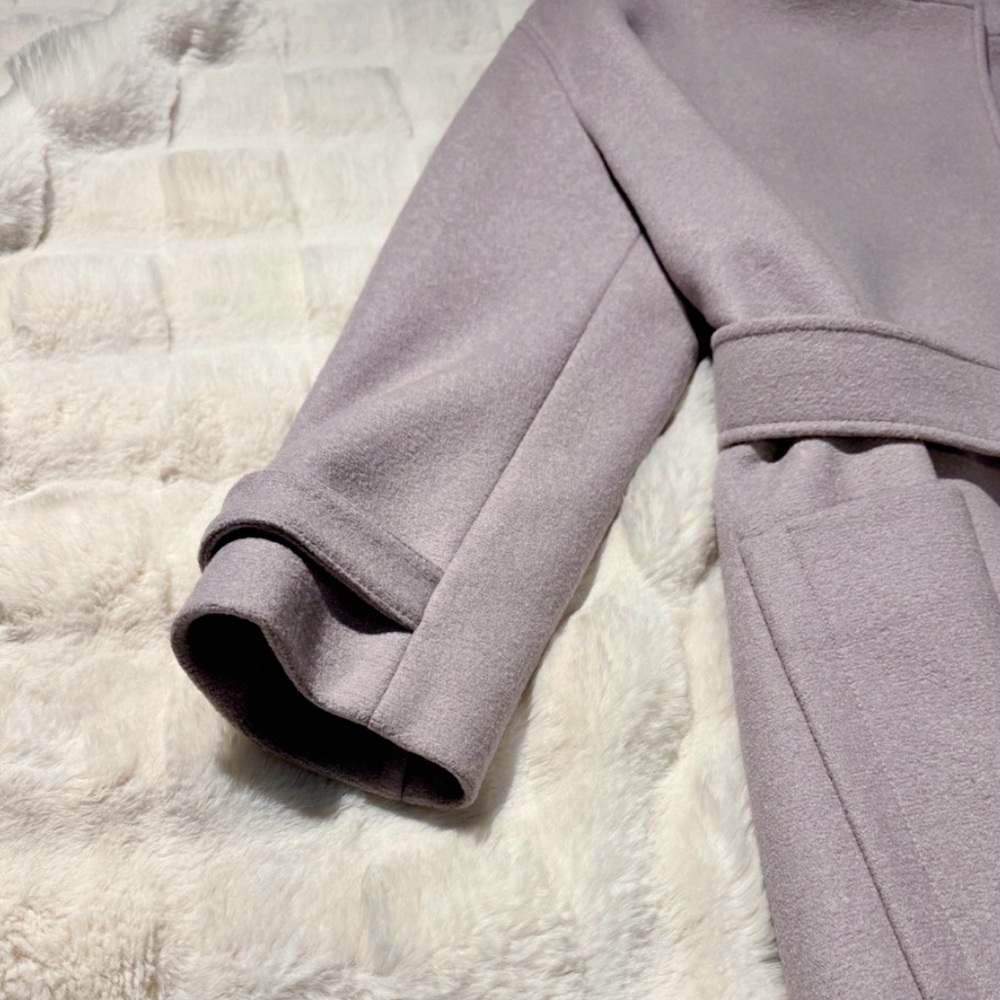 Burberry Wool Wrap Coat in Pale Orchid - Picture 9 of 16